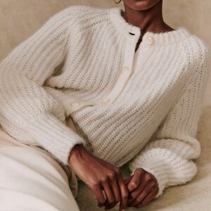 sezane emile cardigan ecru